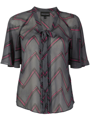 

Tie-front zigzag blouse, Emporio Armani Tie-front zigzag blouse