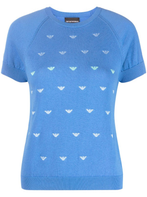 

Logo-embroidered knitted top, Emporio Armani Logo-embroidered knitted top