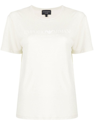 

Logo-print linen-blend T-shirt, Emporio Armani Logo-print linen-blend T-shirt