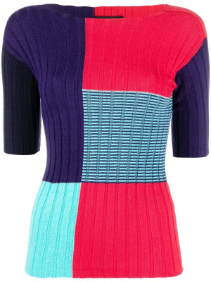 

Colour-block ribbed-knit top, Emporio Armani Colour-block ribbed-knit top