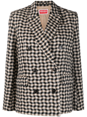 

Wavy Check double-breasted blazer, Kenzo Wavy Check double-breasted blazer