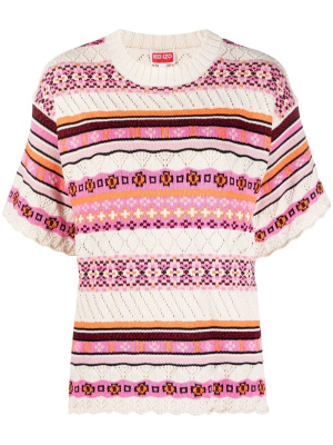 

Abstract-pattern knitted cotton top, Kenzo Abstract-pattern knitted cotton top