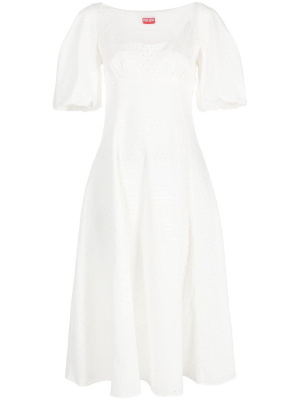 

Puff-sleeve embroidered midi dress, Kenzo Puff-sleeve embroidered midi dress