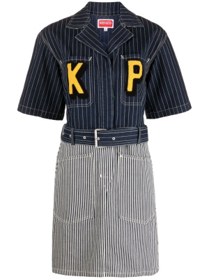 

Logo-patch striped denim shirtdress, Kenzo Logo-patch striped denim shirtdress