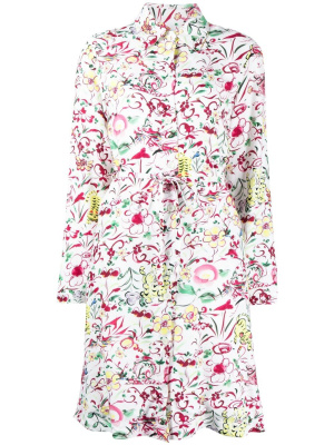 

Floral-print long-sleeve shirt dress, Kenzo Floral-print long-sleeve shirt dress