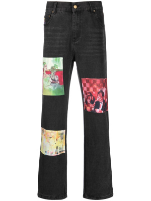 

Paintings patchwork-detailing jeans, KidSuper Paintings patchwork-detailing jeans