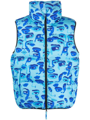 

Graphic print padded gilet, KidSuper Graphic print padded gilet