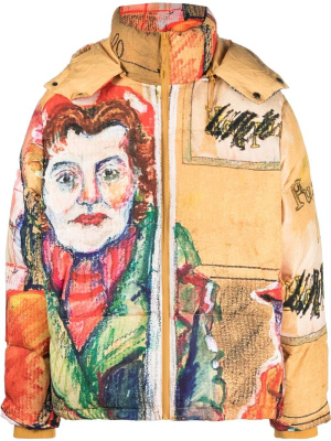 

Graphic print hooded puffer jacket, KidSuper Graphic print hooded puffer jacket