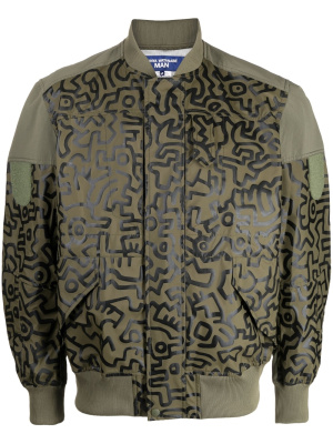 

X Keith Haring graphic-print bomber jacket, Junya Watanabe X Keith Haring graphic-print bomber jacket