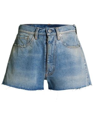 

Distressed-finish five-pocket denim shorts, Maison Margiela Distressed-finish five-pocket denim shorts