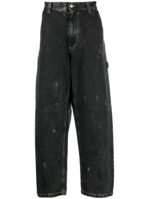 

Black Distressed Finish Straight Leg Jeans, Maison Margiela Black Distressed Finish Straight Leg Jeans