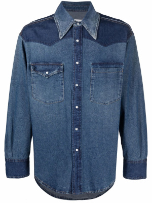 

Contrasting-panel denim shirt, Maison Margiela Contrasting-panel denim shirt