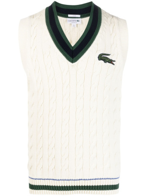 

Cable knit logo vest, Lacoste Cable knit logo vest