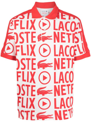 

X Netflix logo-print polo shirt, Lacoste X Netflix logo-print polo shirt