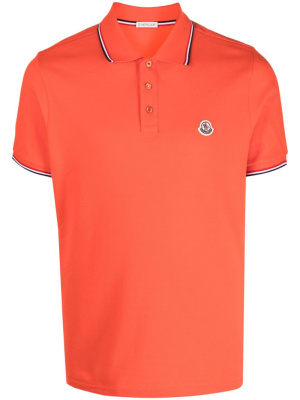 

Logo-patch striped cotton polo shirt, Moncler Logo-patch striped cotton polo shirt