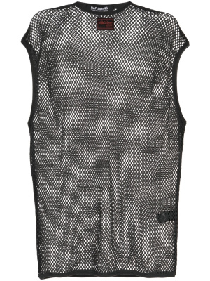 

Logo-patch mesh vest top, Raf Simons Logo-patch mesh vest top