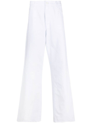 

Wrokwear logo-patch wide-leg jeans, Raf Simons Wrokwear logo-patch wide-leg jeans