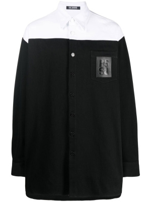 

Logo-patch panelled shirt, Raf Simons Logo-patch panelled shirt