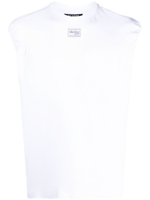 

Logo-patch sleeveless top, Raf Simons Logo-patch sleeveless top