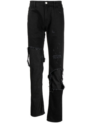 

Distressed slim-leg jeans, Raf Simons Distressed slim-leg jeans