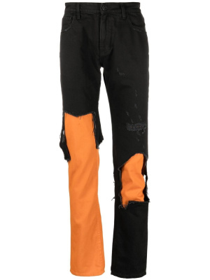 

Distressed two-tone jeans, Raf Simons Distressed two-tone jeans