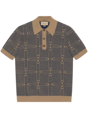 

Horsebit-jacquard polo top, Gucci Horsebit-jacquard polo top