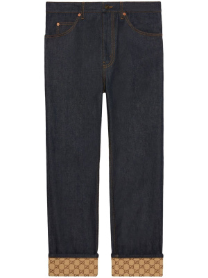 

GG Supreme cuffs straight jeans, Gucci GG Supreme cuffs straight jeans