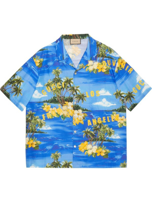 

Palm tree-print bowling shirt, Gucci Palm tree-print bowling shirt
