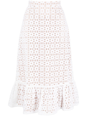 

Eyelet-detail cotton midi skirt, Michael Kors Eyelet-detail cotton midi skirt