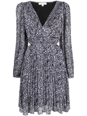 

Pleated zebra-print mini dress, Michael Kors Pleated zebra-print mini dress