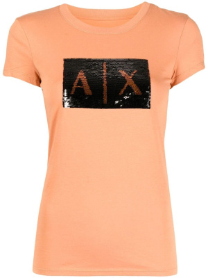 

Sequin-embellished logo T-shirt, Armani Exchange Sequin-embellished logo T-shirt