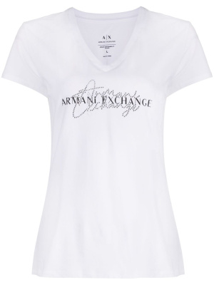 

Logo-print embellished T-shirt, Armani Exchange Logo-print embellished T-shirt