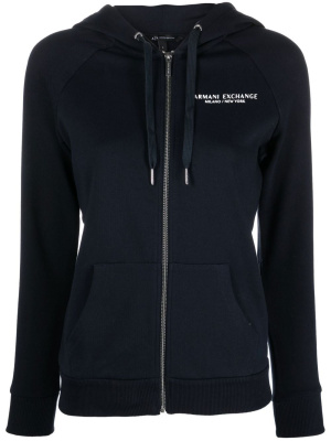 

Logo-print zip-up hoodie, Armani Exchange Logo-print zip-up hoodie