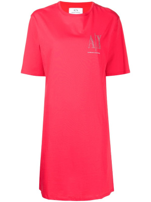 

Studded-logo T-shirt dress, Armani Exchange Studded-logo T-shirt dress