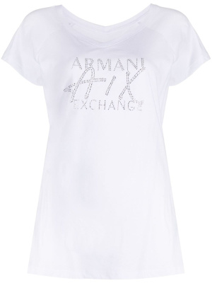 

Embellished logo-print cotton T-shirt, Armani Exchange Embellished logo-print cotton T-shirt