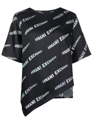 

Logo-print asymmetric T-shirt, Armani Exchange Logo-print asymmetric T-shirt