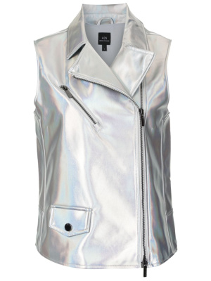 

Holographic-effect notched-lapels vest, Armani Exchange Holographic-effect notched-lapels vest