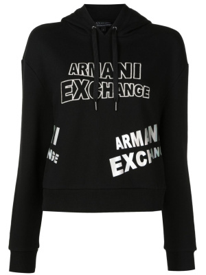 

Logo-print cotton hoodie, Armani Exchange Logo-print cotton hoodie