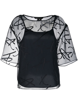 

Logo-print sheer blouse, Armani Exchange Logo-print sheer blouse