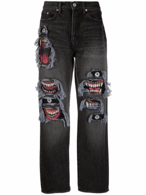 

Mid-rise graphic-print jeans, Doublet Mid-rise graphic-print jeans