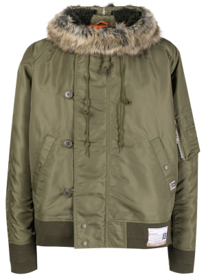 

Fur-trimmed hooded bomber jacket, Maison Mihara Yasuhiro Fur-trimmed hooded bomber jacket