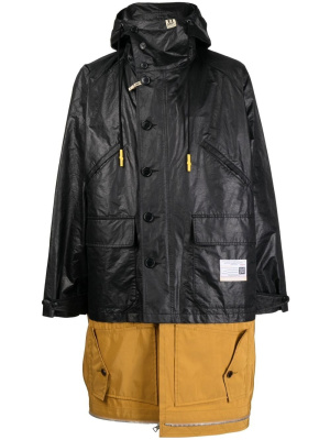 

Layered hooded coat, Maison Mihara Yasuhiro Layered hooded coat