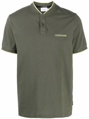 

Collarless logo-print polo shirt, Calvin Klein Collarless logo-print polo shirt