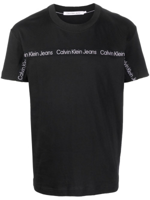 

Logo-trim detail T-shirt, Calvin Klein Logo-trim detail T-shirt