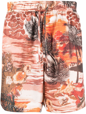 

Patterned silk drawstring shorts, AMIRI Patterned silk drawstring shorts