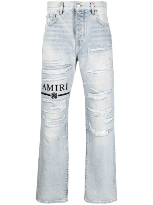 

Logo-embroidery ripped jeans, AMIRI Logo-embroidery ripped jeans