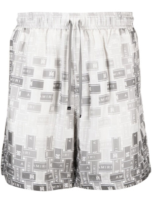 

Pattern-logo-printed silk shorts, AMIRI Pattern-logo-printed silk shorts