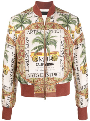

Graphic-print silk bomber jacket, AMIRI Graphic-print silk bomber jacket