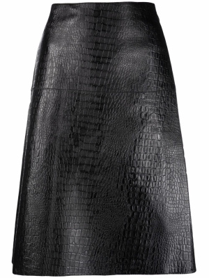 

Crocodile-effect wrap leather skirt, TOTEME Crocodile-effect wrap leather skirt