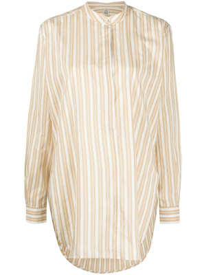 

Stripe-print collarless shirt, TOTEME Stripe-print collarless shirt